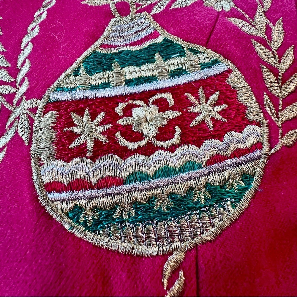 Jenna VTG 100% Wool Embroidered‎ Appliqué Christmas Ornament Button Vest Red L - Picture 13 of 16